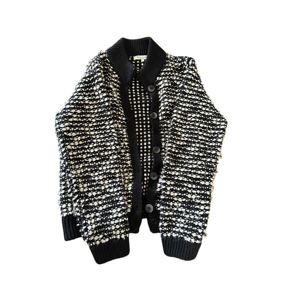 Beautiful Italian black and white sweater size L Cocogio button down sweater - Picture 1 of 6